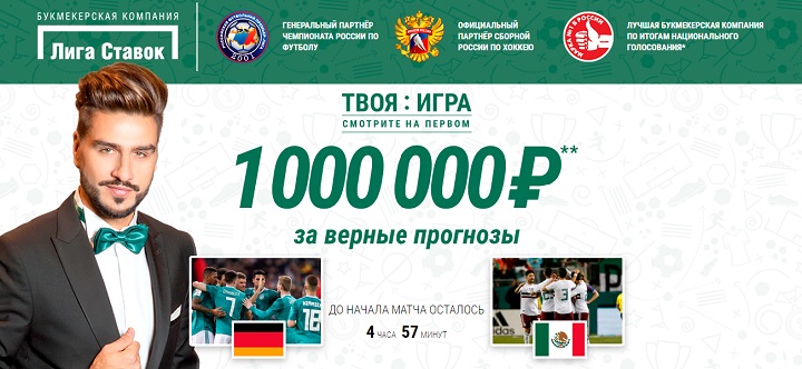 Акция от БК Лига Ставок: «Твоя игра: 1 000 000 рублей за верные прогнозы!»