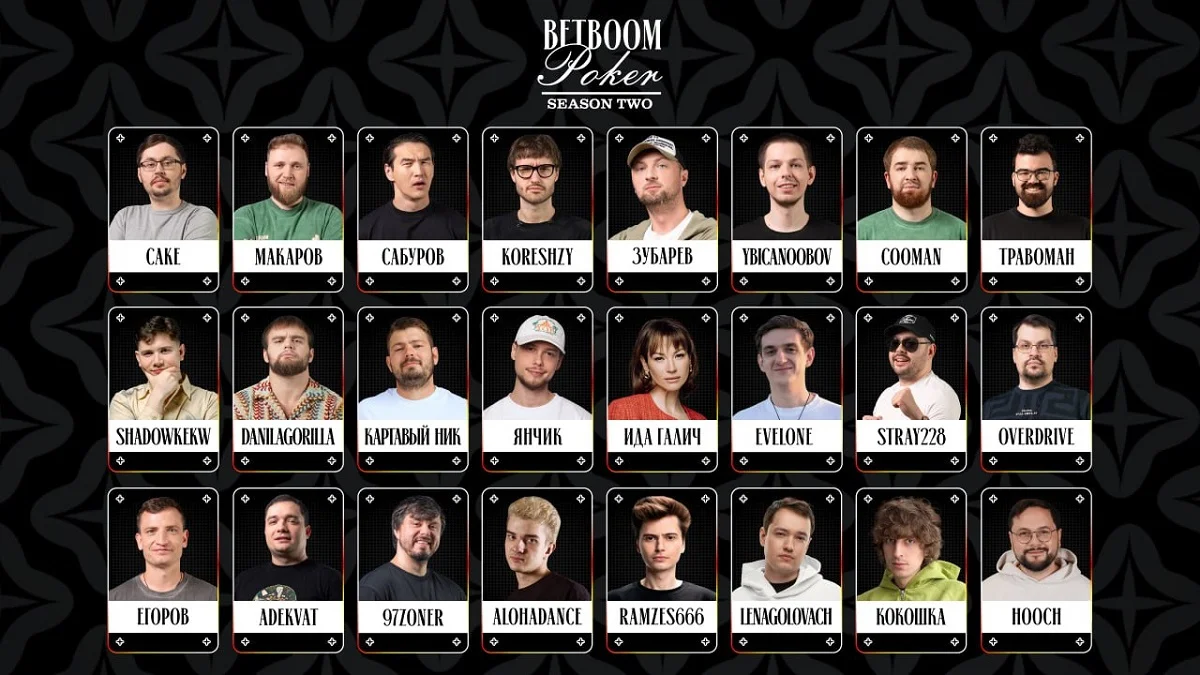 Второй сезон BetBoom Poker пройдет в ноябре. Среди новичков турнира — Ида Галич, Янчик, стримеры Evelon и ALOHADANCE Второй сезон BetBoom Poker пройдет в ноябре. Среди новичков турнира — Ида Галич, Янчик, стримеры Evelon и ALOHADANCE