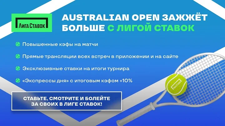 Следите за Australian Open вместе с Лигой Ставок