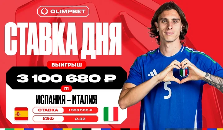 Автогол сборной Италии принес клиенту OLIMPBET выигрыш в 3 100 680 рублей Автогол сборной Италии принес клиенту OLIMPBET выигрыш в 3 100 680 рублей