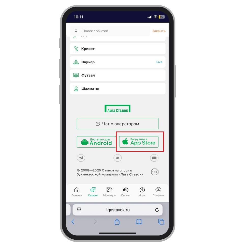 Ссылка на скачивание приложения для iOS