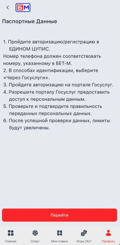 Идентификация через Госуслуги в Бет-М